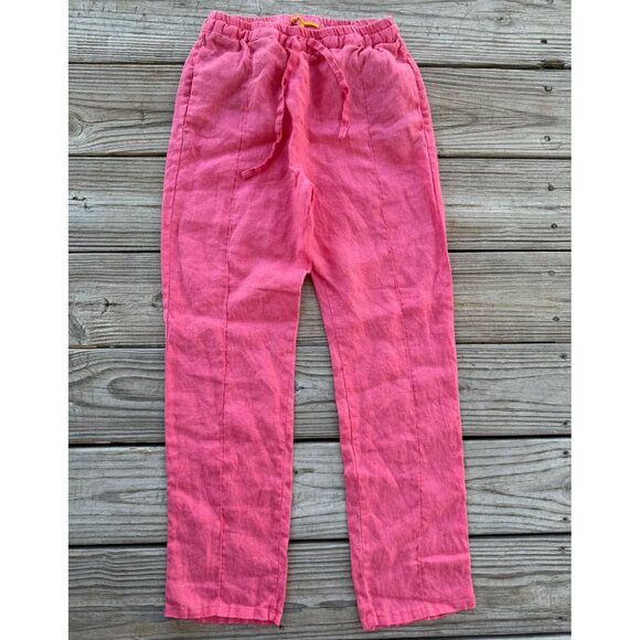 Villagallo 100% Linen Made in Spain Pink Trouser Pant Women's‎ Sz 36 (U.S 4) - Picture 1 of 8